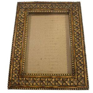 Antique Gold Tone Floral Pattern Picture Frame 8.5"x6.5" For 4"x6" Photos